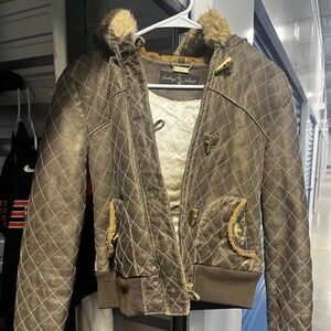 Vintage Y2K Baby Phat Women’s Jacket Brown Faux Fur Small